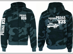 Legenda Praga V3S hrubá maskáčová mikina na zips s kapucou vzor Nightcamo - Nočný maskáč " Splinter "